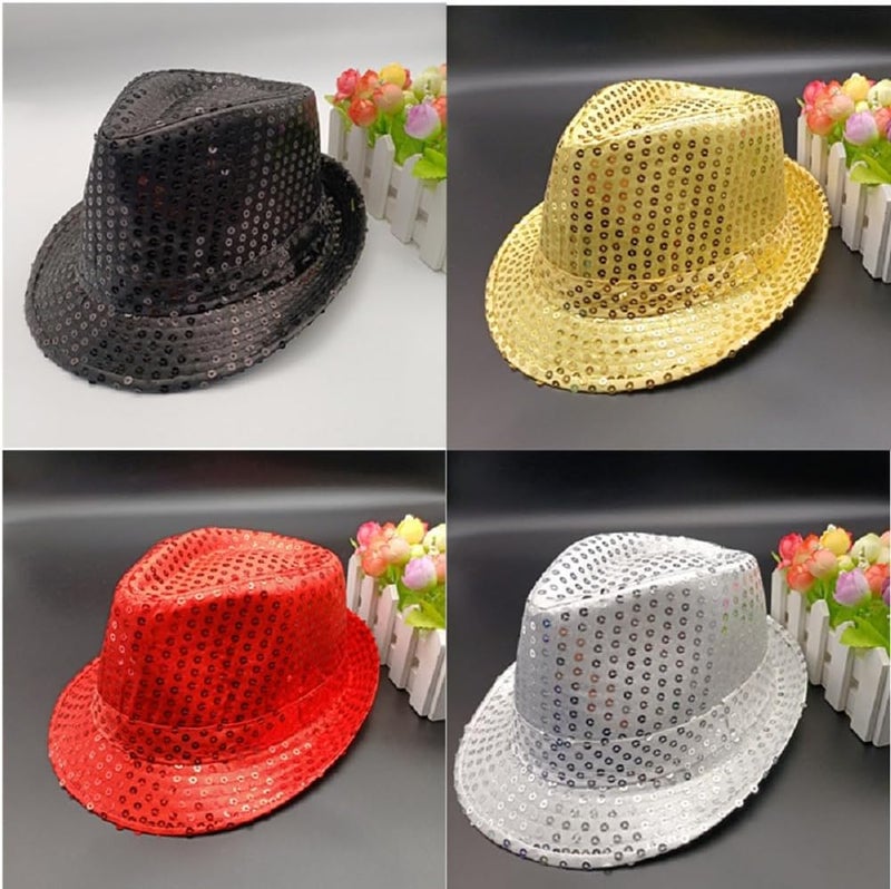 Ankelesz Sequin Hat for Man and Women,Western Sequin Fedora Hat Bling Dance Hats - Image 4